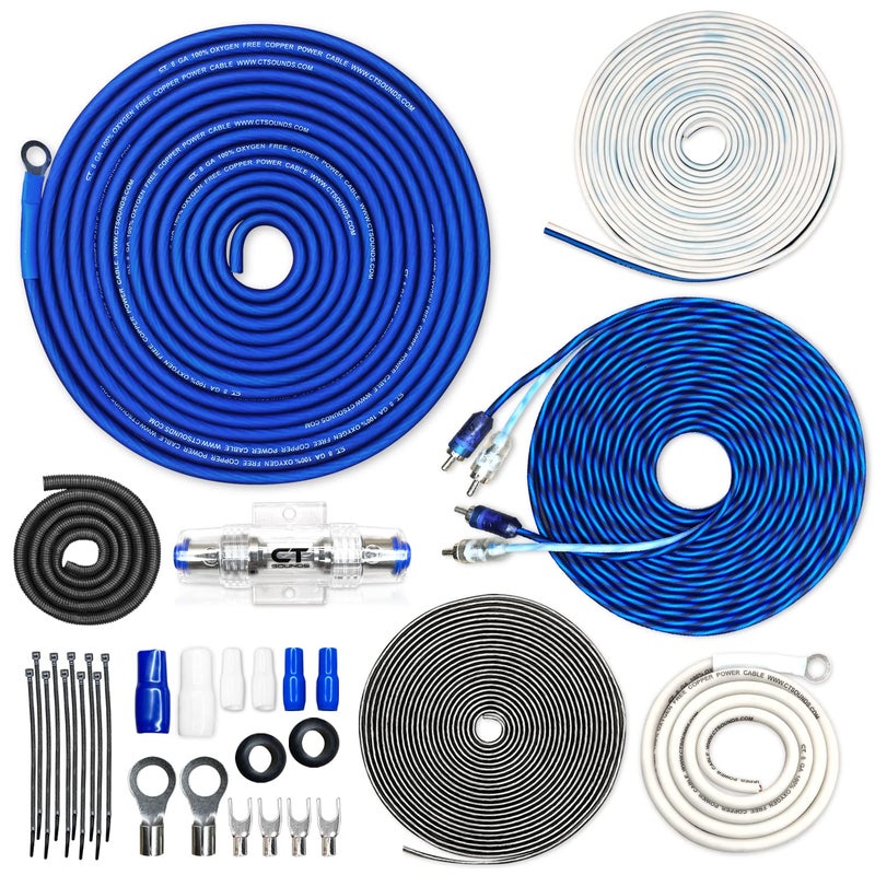 CT Sounds مجموعة تركيب أسلاك مكبر الصوت كاملة 8 قياس OFC، AMPKIT-8GA-ELITE - Image 1